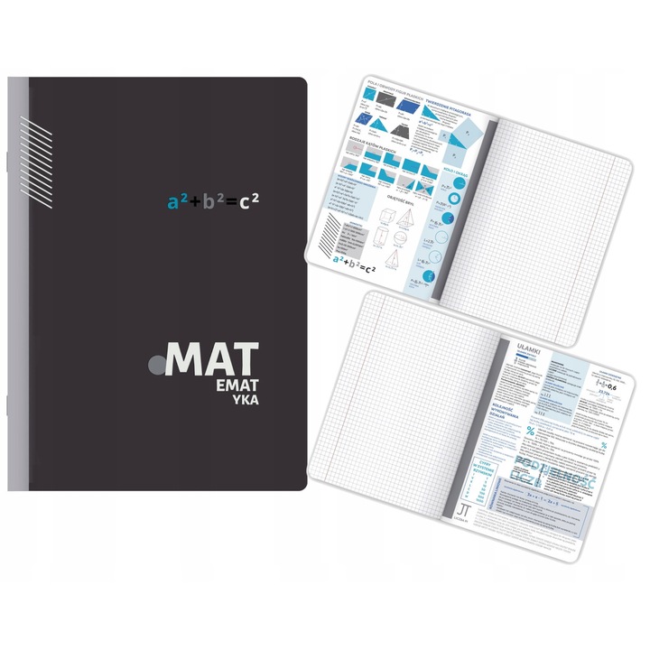 Set 10 caiete A5/60 pagini cu stampila colorata, matematica, coperta laminata