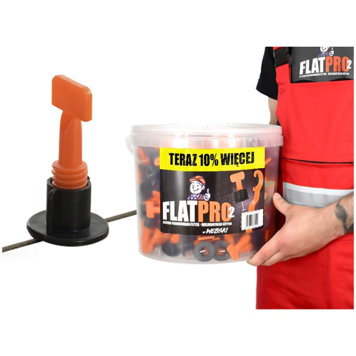 Set sistem nivelare placi, Webski, FLATPRO.2, 150 + 15 clipsuri, maxim 17mm grosime, multicolor