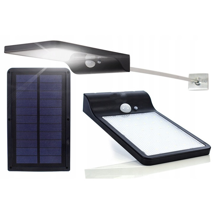 Lampa solara LED cu senzor de miscare si crepuscul, Decorya, 400 lumeni, 11x18cm, IP65