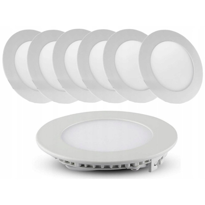 Spot LED 6W, fehér, 7 darabos szett, méretei 8.3cm x 1.5cm, tápegységgel és rögzítő konzollal