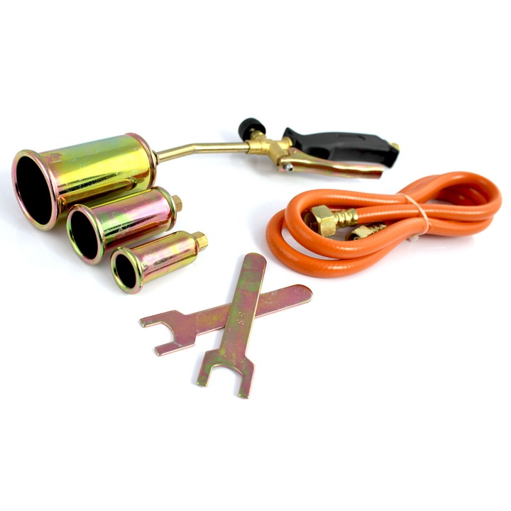 Arzator gazon Falon-Tech, de profesie, 3 duze, 1,5m furtun, temperatura flacara 1850°C, set