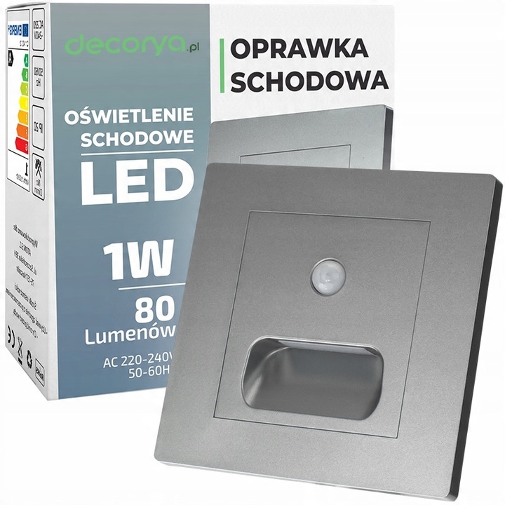Set 2 x Aplice LED pentru scari, Decorya, senzor de miscare si zori, Gri