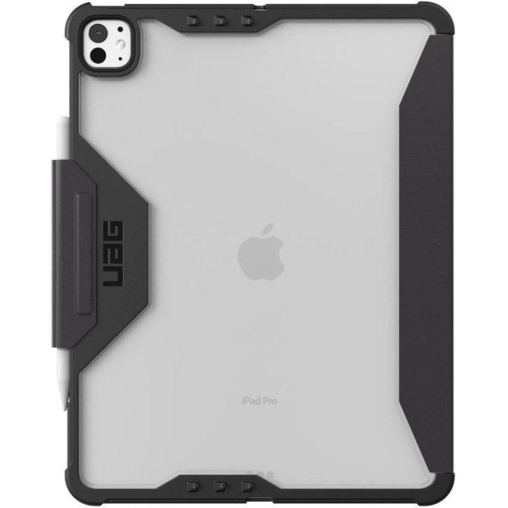 Husa tablete Urban Armor Gear Plyo LT pentru iPad Pro 13", Ice - Black, ultra usoara, cu suport pentru stilou, set cu 2 elastice colorate