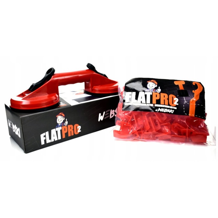 Priza cu ventuza FlatPro2 Sucker X2, 115mm, capacitate 100KG, set cu 100 cruce T-Shape 2mm