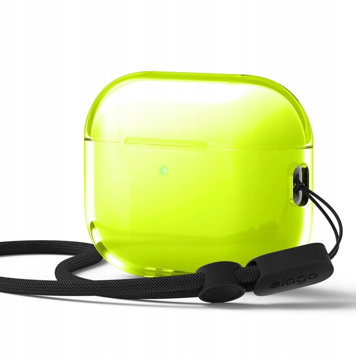 Etui transparent pentru AirPods Pro 3, Elago, cu sfoara, galben neon