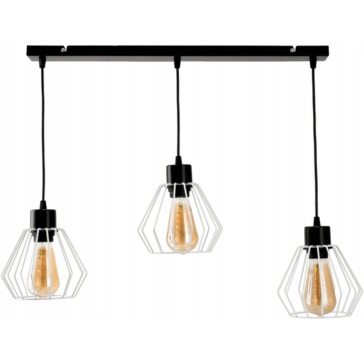 Lustra LED Berge 3XE27, alb, 60cm, design modern, reglabila