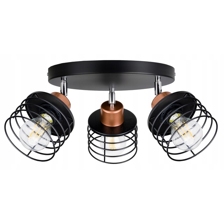 Lustru Berge, model regulabil, negru sau cupru, 2xE27, 30cm
