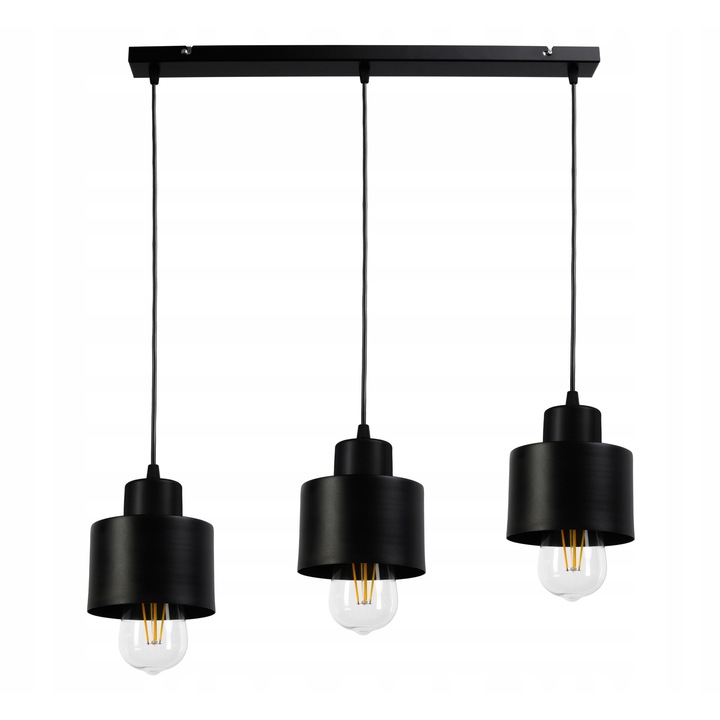 Lustru suspendat Berge, model Belka, 3XE27, negru, dimensiuni 60x25cm