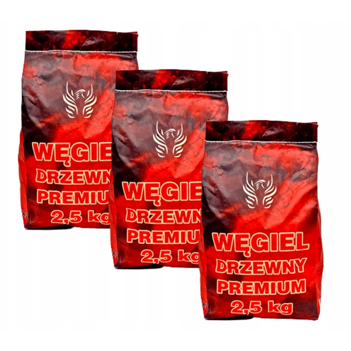 Set 3x carbune pentru gratar 2,5kg, DIKEL, din lemn de esenta tare, ecologic