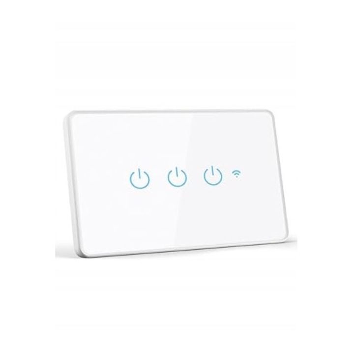 Intrerupator inteligent WiFi Maxcio KS-801, alb, 13,6x8,4x5,4cm, control vocal, aplicatie Maxcio