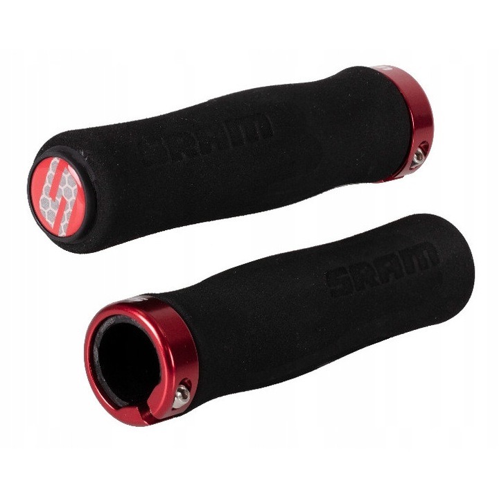 Mansoane bicicleta Sram, profilate, negre, cu clema rosie