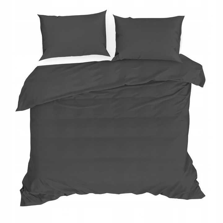 Set lenjerie de pat 200x220 cm + 2x 75x45 cm, ciemnoszara