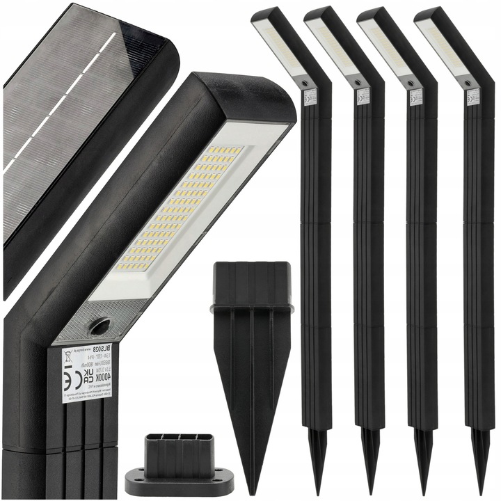 RGR LED napelemes kerti lámpa, 100 LED, fekete, állítható magasság 460-980mm, komplett szett