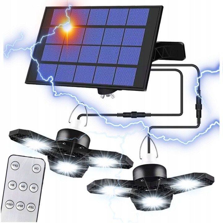 2 db Lampa Solara LED 60 SMD szett, RGR, szürkületérzékelővel, 6000K, 3m kábel