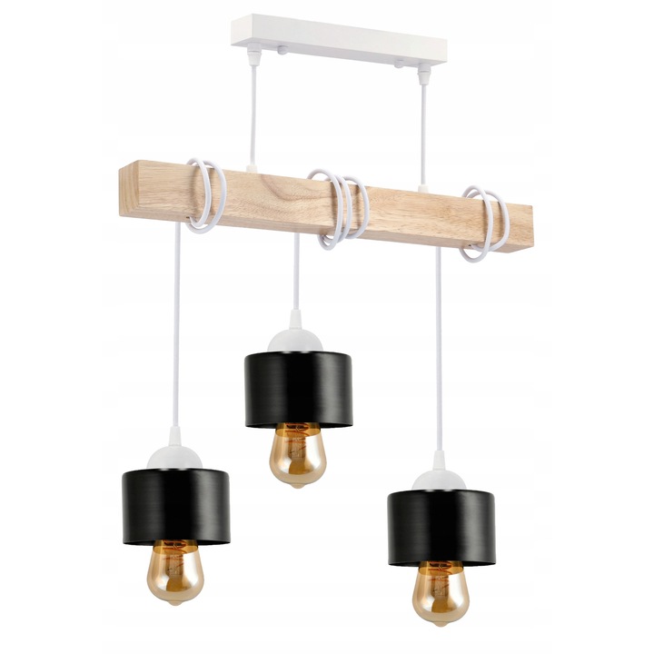 Lustra suspendata LED Berge, alba, 3xE27, design loft, dimensiuni reglabile