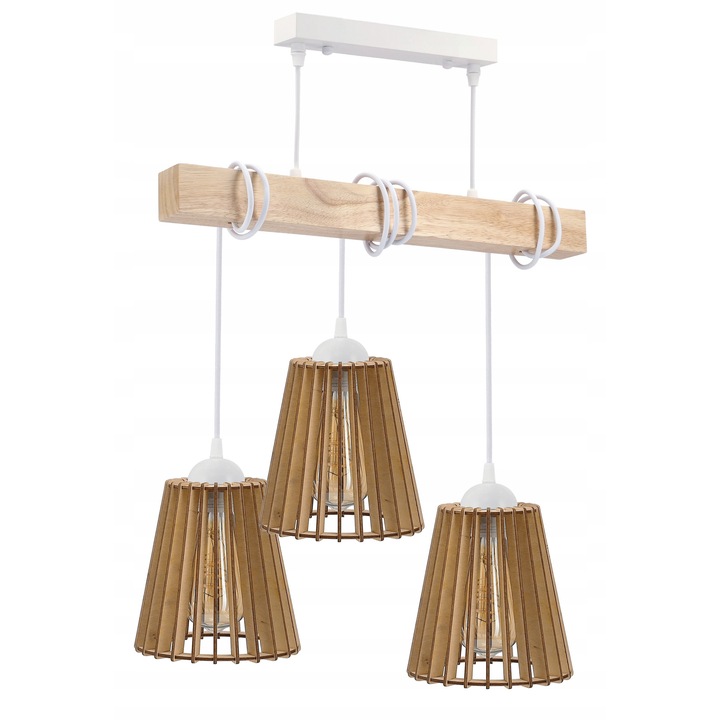 Lustra Berge, suspendata, LED, alba, 3xE27, design modern, dimensiuni ajustabile