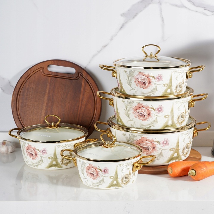 Set oale si cratite Masterpan 10 el, emaliate, inductie, gaz