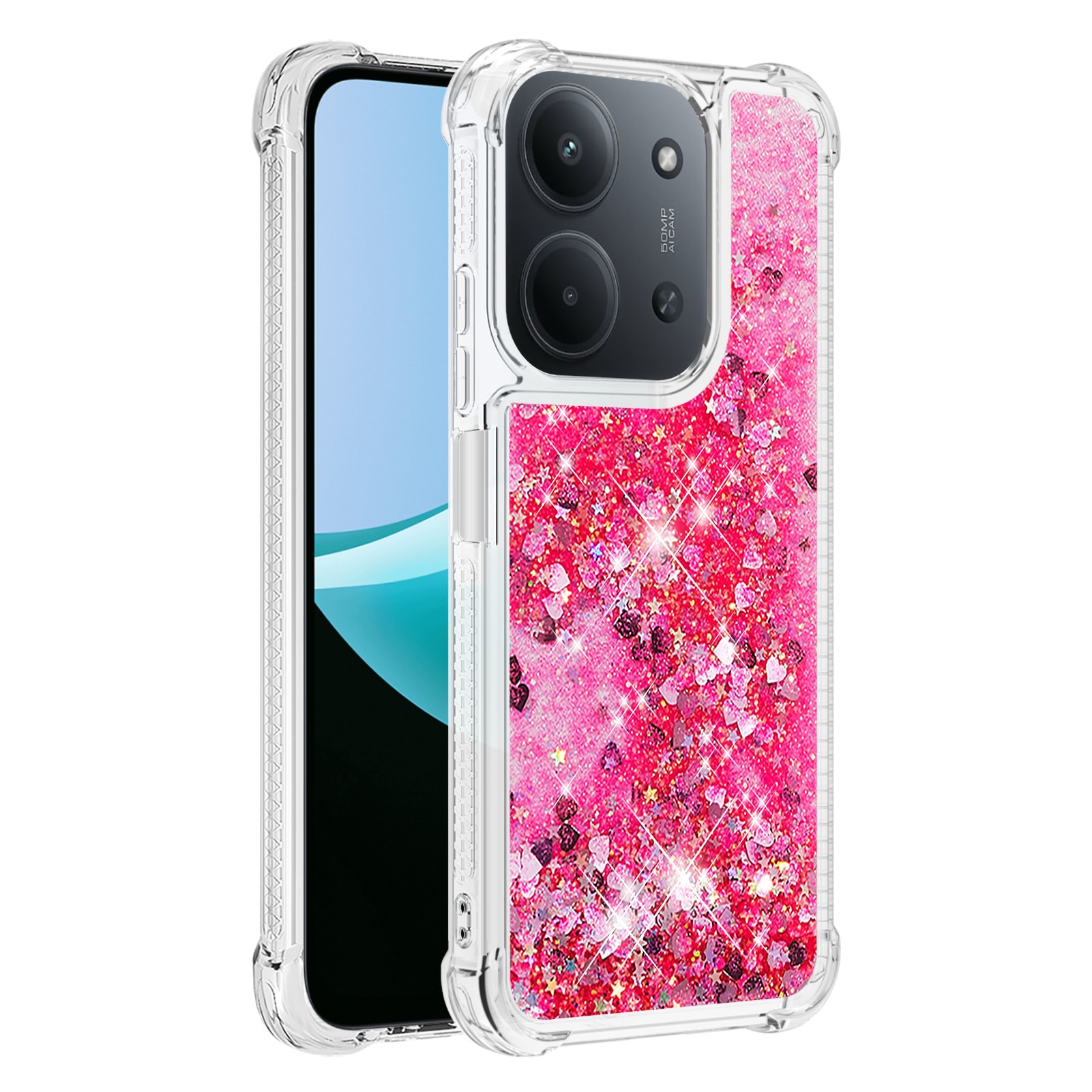 Husa pentru Xiaomi Redmi 15C cu lichid si sclipici, transparenta, efect 3D, antisoc