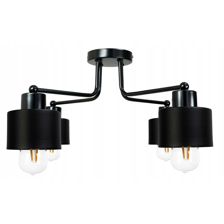 Lustru LED Berge, vintage, negru, 4XE27, 230V, IP20