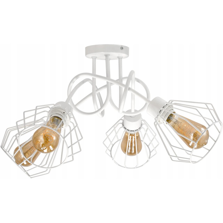 Lustra Berge 4xE27, design modern, metal, alb