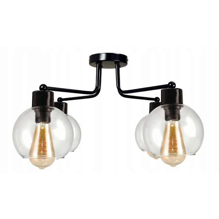 Lustru LED Berge 4xE27, sticla transparenta, design neobisnuit, 230V