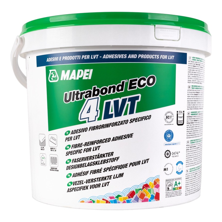 Mapei Ultrabond Eco 4 LVT ragasztó 14kg, vinil panelekhez, krém, beltéri használatra