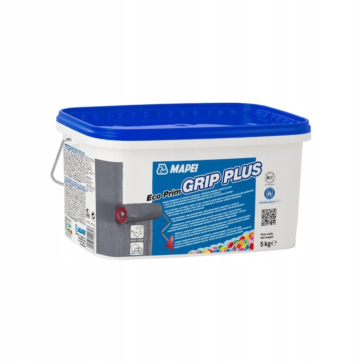 Grunt de adeziune Mapei Eco Prim Grip Plus 5kg, gri, utilizare pe diverse suprafete
