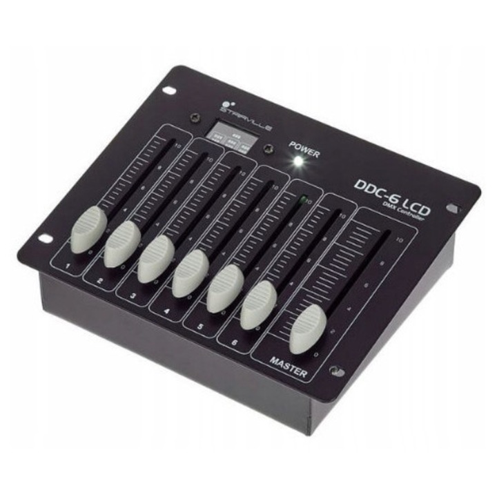 Контролер DMX 6 канала Stairville DDC-6, LCD, захранване DC 9V, размери 166x134x54mm