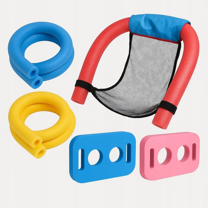 Set plute inot, 3 makaroni piankowe, 2 blocuri de legatura, siatca, multicolor, 27x15cm, 76x45cm