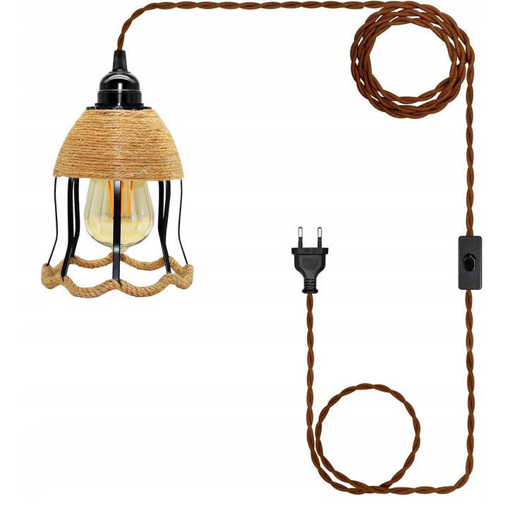 Lustra vintage Boho cu priza, iluminat pentru interior si exterior
