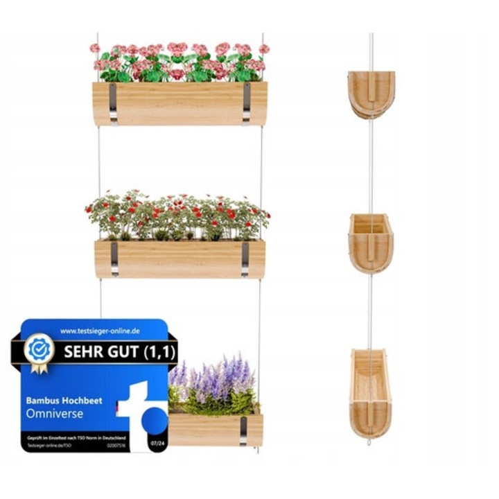 Ghiveci pentru plante suspendat din bambus, set
