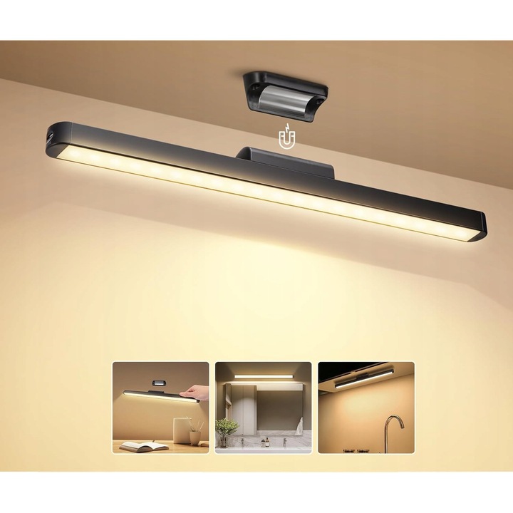 Mágneses LED lámpa, multifunkcionális, USB töltés, 30 LED, 90°