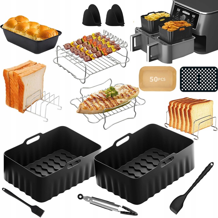 Set accesorii pentru friteuza, WKLADKI DO AIR FRYER, 12 bucati