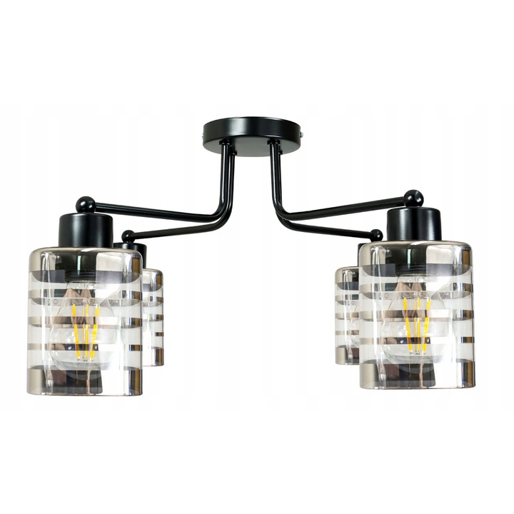 Lustru Berge, model SZKLANY KWADRAT, 4xE27, metalic, negru, pentru interior