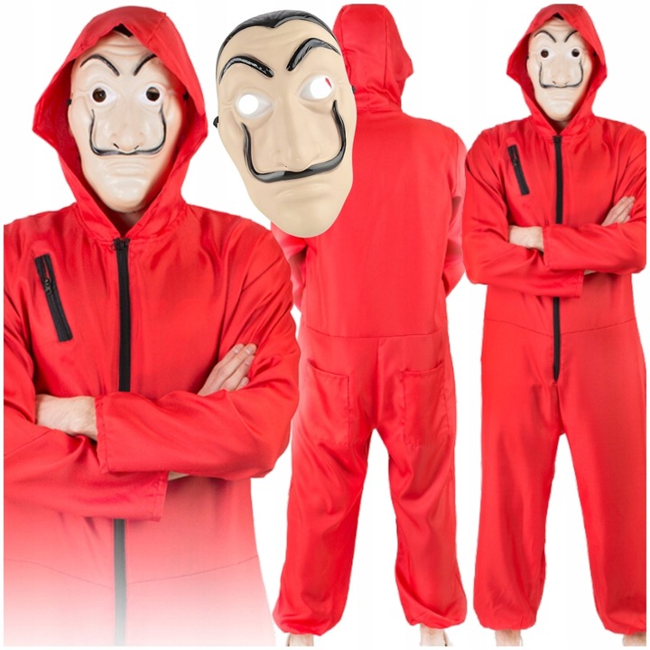 Costum carnaval Casa de Papel, masca inclusa, L, alb