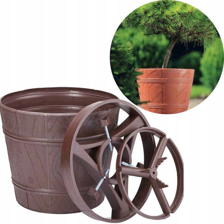 Ghiveci cu suport pentru plante, DIKEL, 25-34cm, 17l, culoare brown, inaltime 29,5cm
