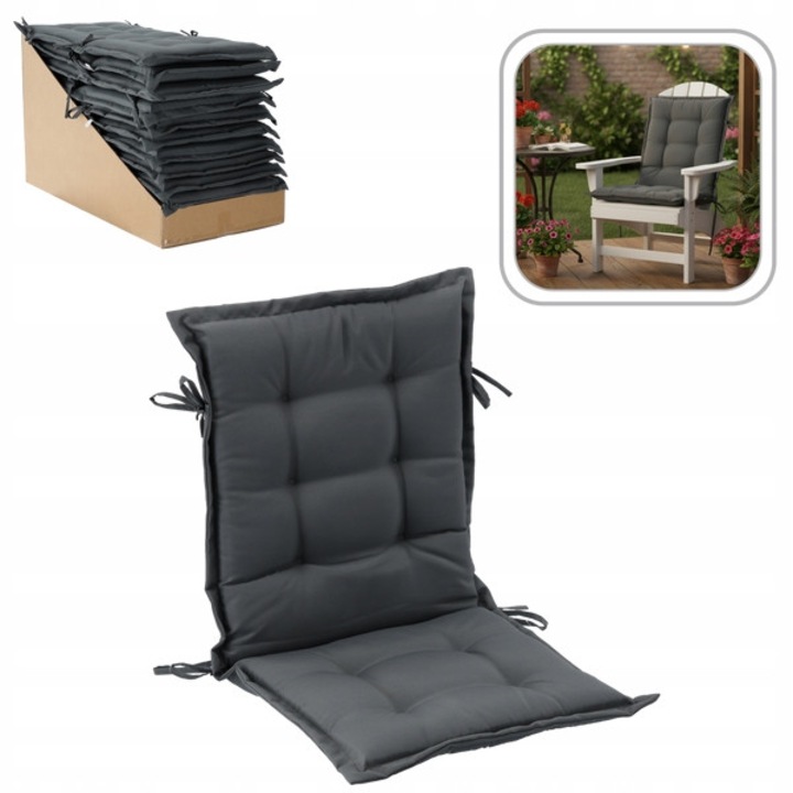 Perna decorativa GardenLine, gri, 48x100x5 cm, impermeabila, cu spatar