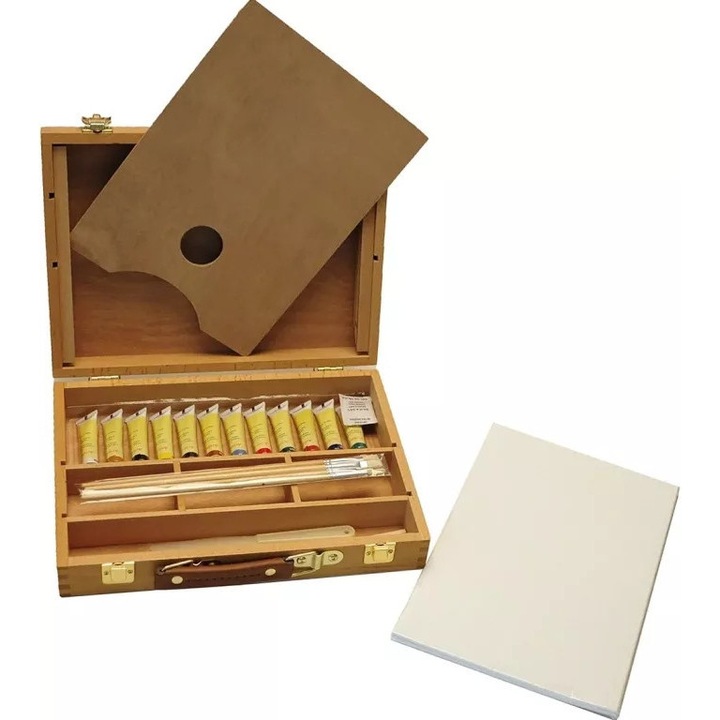 Set pictura si desen, 23 piese, suport de lemn, multicolor