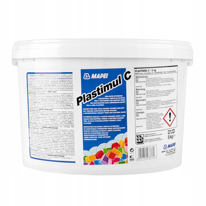 Adeziv hidroizolatie Mapei Plastimul C, 5kg, emulsie bitumica, utilizare la interior/exterior