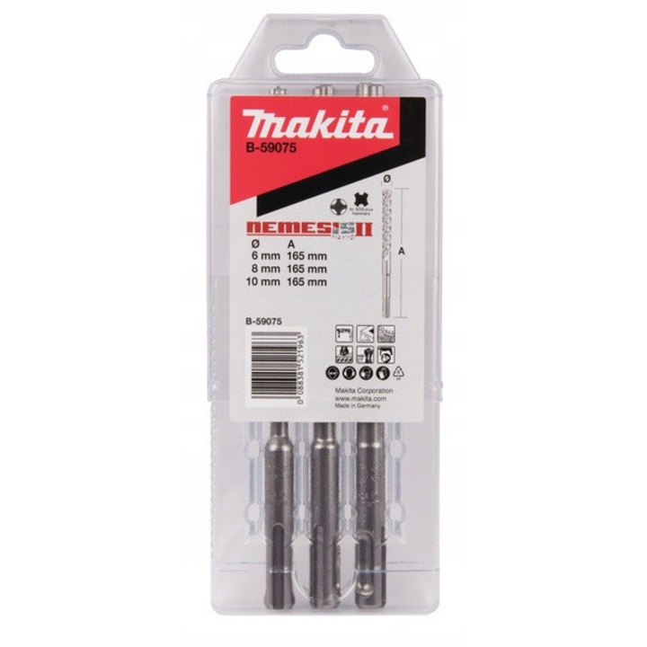 Set de burghie Makita NEMESIS 2 SDS-PLUS 3 bucati 6x165mm, 8x165mm, 10x165mm