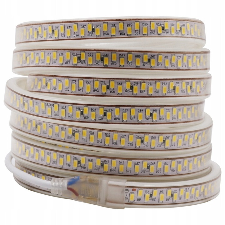 Set benzi LED 230V JPC, 10m, 120 SMD, IP68, alb cald