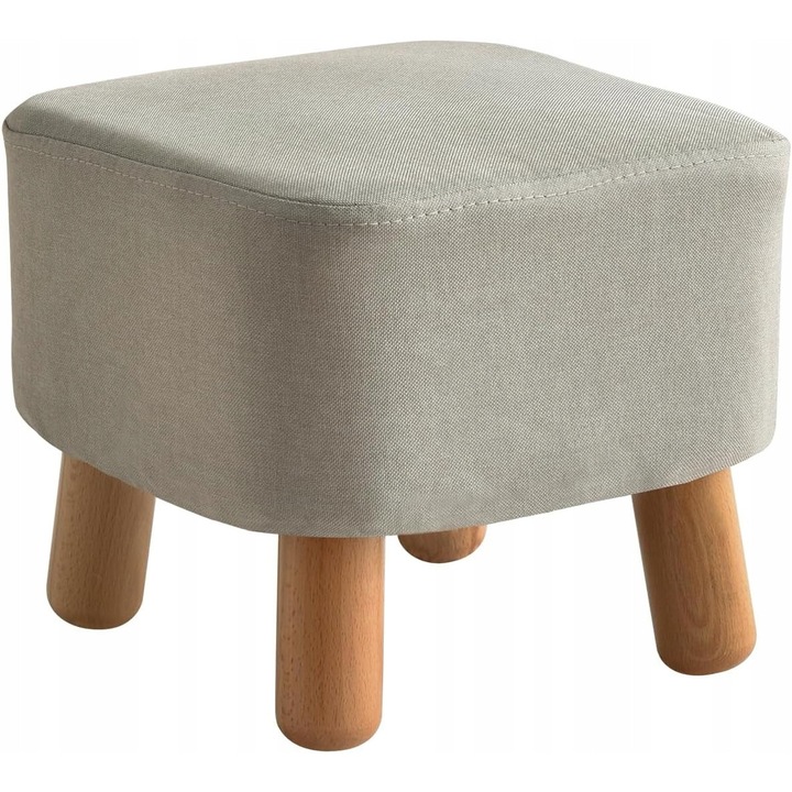 Kárpitozott puff, szürke, 28x28x25cm, csúszásgátló alátéttel, modern design