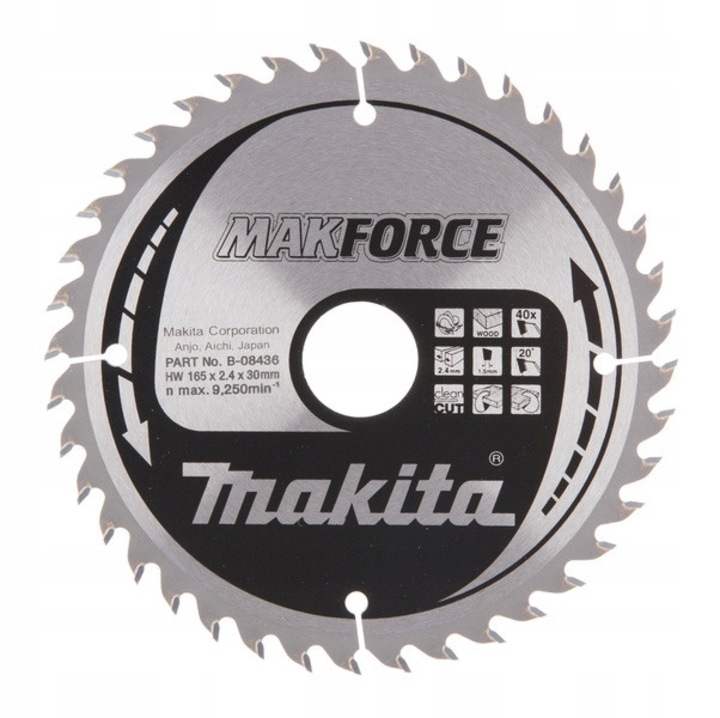 Tarca de taiere Makita 165x30mm 40z, pentru fierastraie electrice, 1,5mm grosime, 20° unghi de taiere