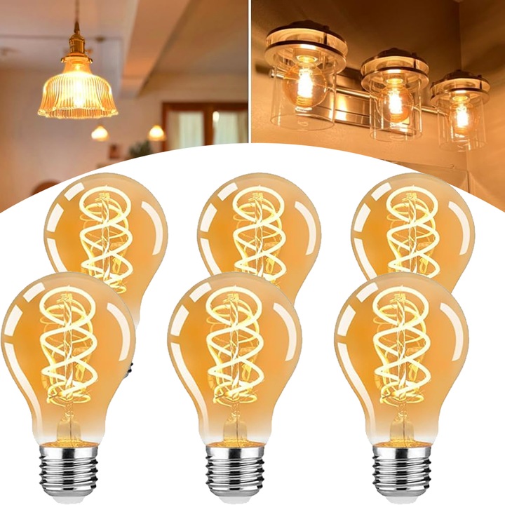 Becuri LED E27 Vintage 2200K 4W Culoare Calduta Set 6 Bucati