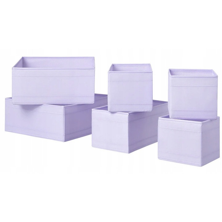 IKEA SKUBB rendszerező doboz szett, 6 db, lila, 14x14x13cm, 28x14x13cm, 28x28x13cm, ibolya