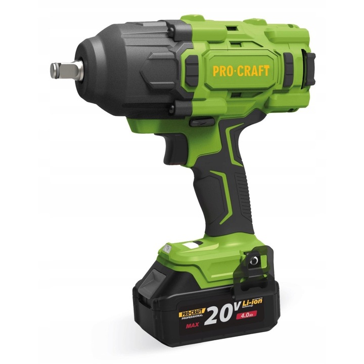 Cheie cu impact Procraft PWA80, 20V, 1600Nm, set cu acumulator 4Ah si incarcator, valiza inclusa