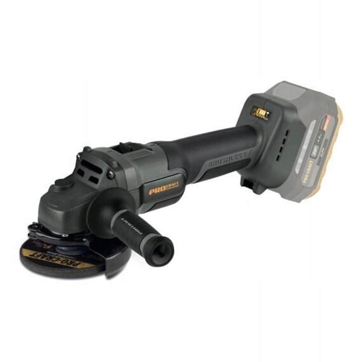 Polizor unghiular Procraft AG125A, 20V, 125mm, motor fara perii, control kickback, 2,5 kg