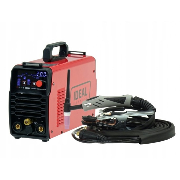Aparat de sudura invertoare Ideal PRAKTIK TIG 202 DC PULSE LED 200A 230V, 6,3kg, 380x125x220mm, negru
