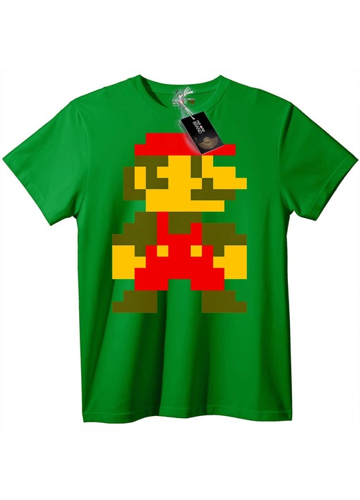 Tricou Retro Mario Pixel Art, Verde