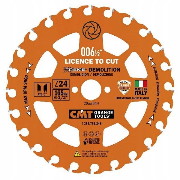 Pila budowlana CMT 190x30mm 24z, pentru lemn cu metal, seria Demolition